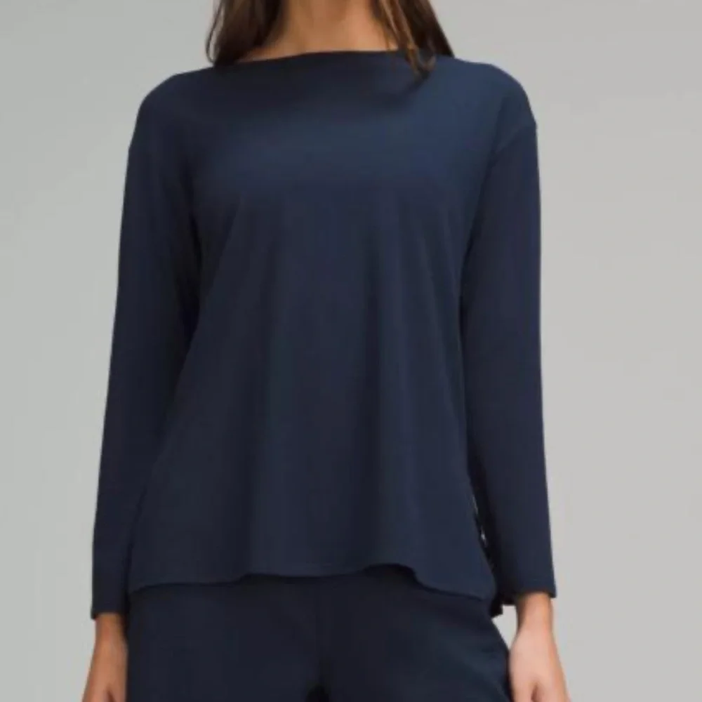 Lululemon Modal Relaxed-Fit Lounge Long-Sleeve Shirt True Navy blue size 10 NWT - Picture 6 of 6